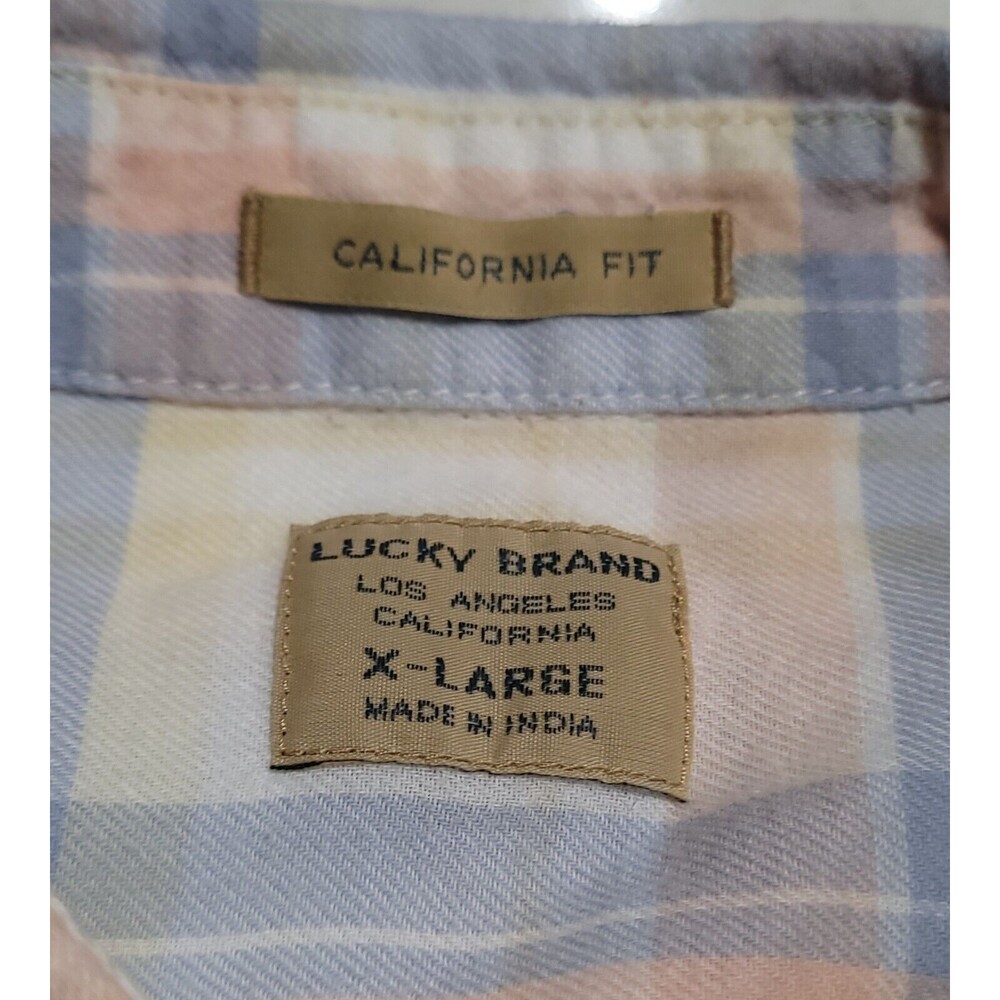 Lucky Brand California Fit Western Wear Country Plaid White Pink XL Shirt NWOT - Picture 6 of 7